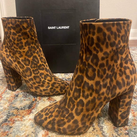 Saint Laurent Leopard Print Boots Size 39 - Picture 1 of 5